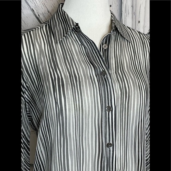 Equipment Femme Sheer Striped Blouse top shirt striped silk Sz S - Picture 4 of 6